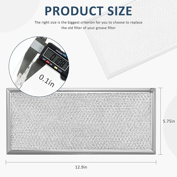 W10208631A Microwave Grease Filter Compatible with Whirlpool Microwaves 13" x 6" Filter - Aluminum Mesh Screen Grease Filters by AMI PARTS