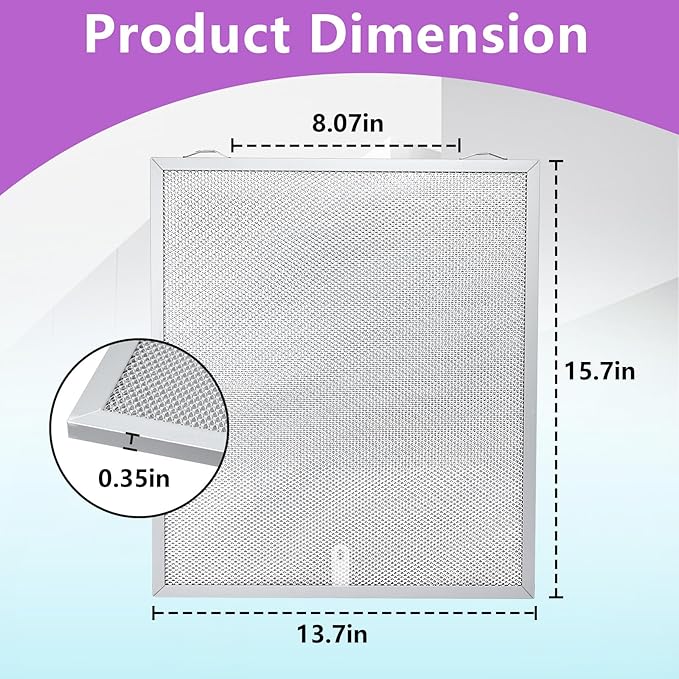 2PCS S99010430-002 Range Hood Filter Compatible with Broan Nutone HPFA -130 Range Hood, 13-7/8'' x 15-3/4" 4512880 Aluminum Grease Filter Replacement for Absorb Grease