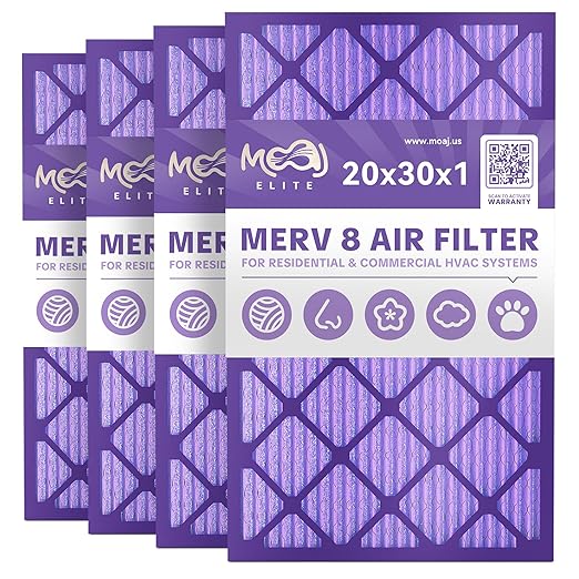 20x30x1 Air Filter (4-PACK) | MERV 8 | MOAJ High Efficiency Pleated Media | BASED IN USA | Quality Replacement Air Filters for AC & Furnace Applications