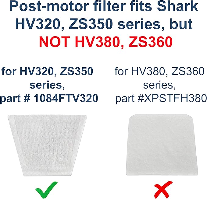 HQRP 4-Pack Foam & Felt Filter Kit compatible with Shark Rocket ZS350 ZS351 ZS352 ZS360 HV319 HV320 HV321 HV322 HV324 HV345 UV330 UV380 UV422 UV425CCO Stick Vacuums, Parts XPMFK320 & 1084FTV320 Replacement