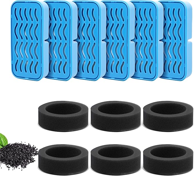 PETCHO 12 Pack(6 Filters + 6 Sponges) Cat Water Fountain Filters Compatible with AONBOY Cat Water Fountain, Activated Carbon & Resin, Multiple Filtration Isolates Floating Hairs