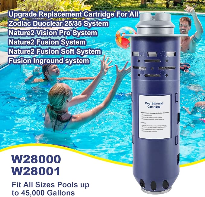 Replacement W28000 W28001 W28002 for Nature2 Duoclear 25 35 Pool Mineral Cartridge for Zodiac DuoClear Fusion, Fusion Soft, Vision Pro System Inground, Purple