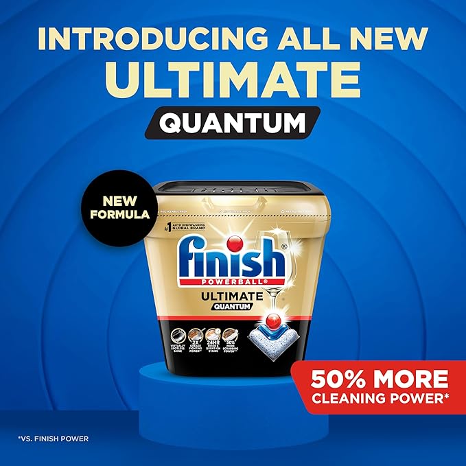 Finish Ultimate Quantum Dishwasher Pods, New & Improved Formula, Dishwasher Detergent Dish Soap, Removes Burnt-On & Dried-On Stain, Degreasing & Scrubbing Power, Fresh Scent, 70 Count
