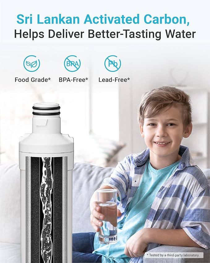 AQUA CREST LT1000PC ADQ747935 Refrigerator Water Filter and Air Filter, Replacement for LG® LT1000P®/PC/PCS, LMXS28626S, LFXS26973S, MDJ64844601, ADQ74793501, ADQ74793502 and LT120F®, 4 Combo