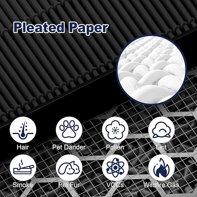 116130 Smoke Remover Replacement Filter H for Winix 5500-2 AM80 Plasmawave Air Purifier, High Efficiency Filter and Activated Carbon Filter Combo Pack, 2 Set, Black, For Home Office Livingroom Bedroom