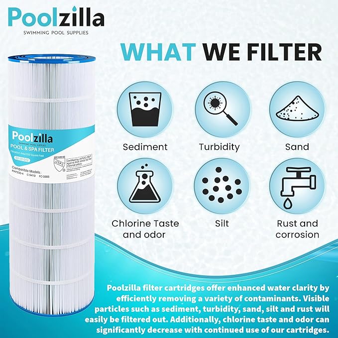 Poolzilla Pool Filter Cartridge, Compatible with PAP200, Pentair CC200, Filbur FC-0688, Unicel C-9419, Aladdin 29902, Baleen AK-8005, PC-0688, R173217, Predator 200 [L x OD: 31 1/8" x 10 1/16'']