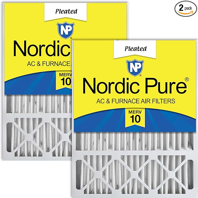 Nordic Pure 20x25x5 (Actual Size: 19 7/8 x 24 7/8 x 4 3/8) Honeywell/Lennox Replacement MERV 10 Air Filters 2 Pack