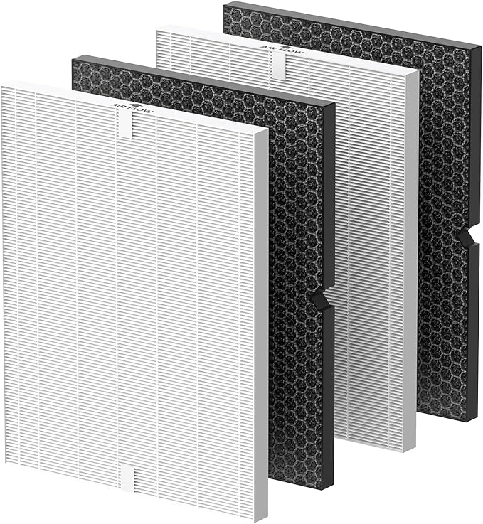 Smilyan 2 Sets 116130 HEPA Replacement Filter H for Winix 5500-2 Plasmawave Air Purifier and Models AM80, Includes 2 Pack Ture HEPA Filters + 2 Pack Activated Carbon Pre-Filters
