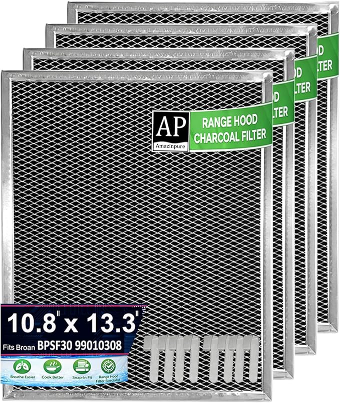 2X BPSF30 99010308 WB02X10707 compatible with GE and Broan QS WS NON-Ducted Thick Range Hood Charcoal Carbon Filters 10.8 X 13.3 X 0.09 inches (2)