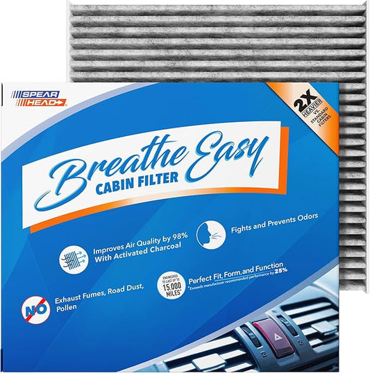 Spearhead Odor Defense Breathe Easy AC & Heater Cabin Filter | Fits 2017-21 NV200, 2014-19 Versa, 2014-18 Versa Note Like OEM | Up to 25% Longer Lasting w/Activated Carbon (BE-237)