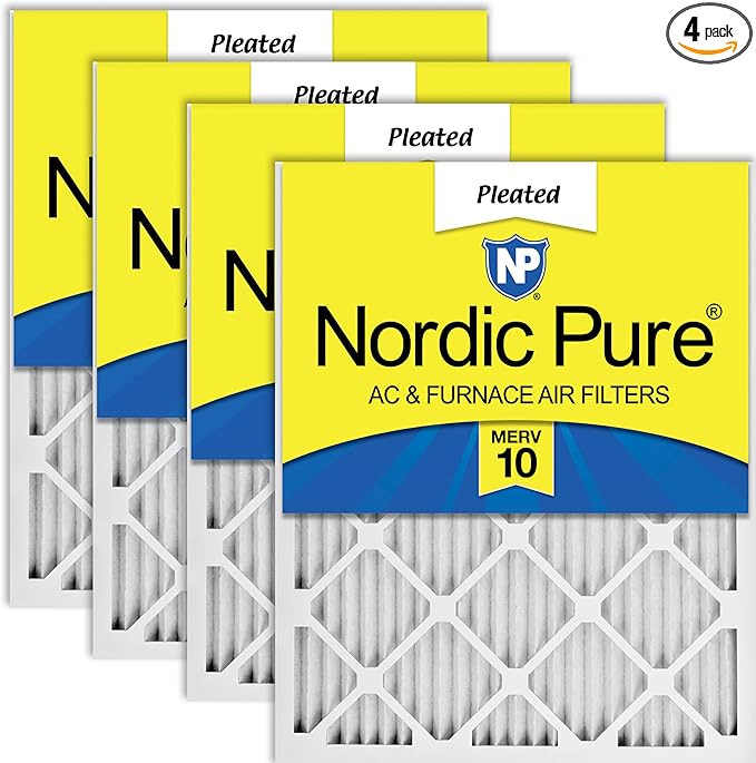 Nordic Pure 20x24x1 (Actual Size: 19 1/2 x 23 7/16 x 3/4) Pleated MERV 10 Air Filters 4 Pack