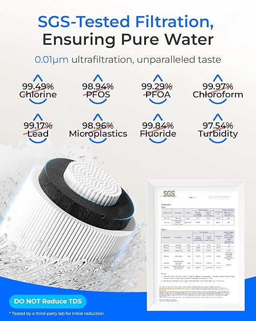 Waterdrop 10UB-UF 0.01 μm Ultra Filtration Under Sink Water Filter System, Reduces Lead, Chlorine, Bad Taste & Odor, 1 Year, with Dedicated Brushed Nickel Faucet