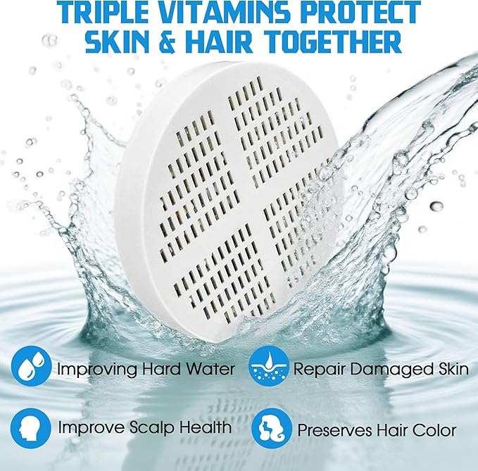xcivi 3 Pack Vitamin C + E + A Shower Filter Replacement Cartridge for Aquahomegroup Shower Head, 30 PCS Filtered Shower Head Sediment Pads