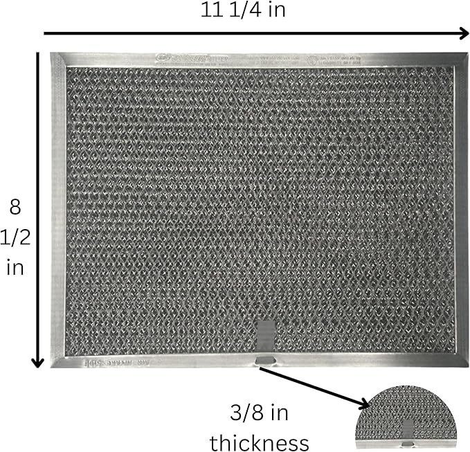 WINDON BAY Stove Range Hood Vent Filter - Premium Aluminum Mesh and Charcoal Carbon Replacement for Broan Range Hoods, 8.5" x 11.25" x 3/8" - 1pk