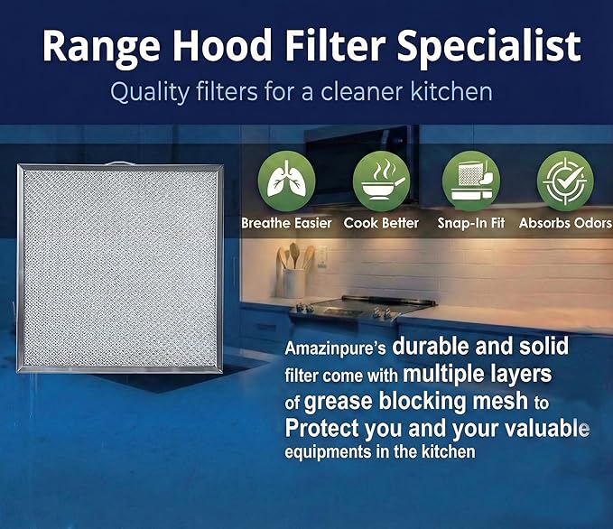 2X 99010316 Stove Hood Vent Filter 11.60” x 11.22” BPQTAF S99010316 Compatible with Broan Range Hood Filter Replacement S99010316, WA65AF, NTK7450000, 990721400A Kenmore Sears QT20000