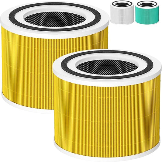2 Pack 240 Pet Care Replacement Filter Compatible with 240 Air Purifier, 3-in-1 Filter Replacement with Activated Carbon Filter, Yellow