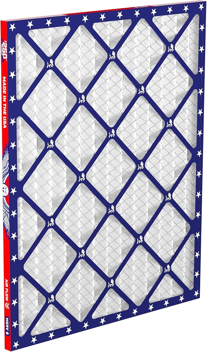 Freedom Filters 20x25x1 Air Filter (MERV 8) (12-Pack) Dust & Allergy Control AC Furnace Filters, MADE IN USA, HVAC, Pleated, Electrostatic (Actual Size: 19.5 x 24.5 x .75)