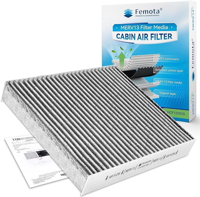 Certified MERV 13 Cabin Air Filter with Activated Carbon, CF12552 for Nissan Altima(2019-2024)，Rogue(2021-2024)，Pathfinder(2022-2024), Infiniti QX50(2019-2024)，QX55 / QX60(2022-2024)