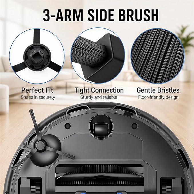 WVCR200S Accessories Kit for WYZE Robot Vacuum Cleaner WVCR200S Replacement Parts Kit, 2 Main Roller Brush, 6 Hepa Filter, 8 Side Brush, 1 Cleaning Tools (17PCS)