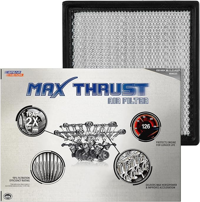 Spearhead Max Thrust Engine Air Filter Replacement | Fits 2007-2023 Expedition, 2009-2023 F-150, 2008-2016 F-250/350 V8 & V10, 2007-2023 Navigator | OEM Fit & High Dust Holding Capacity (MT-262)