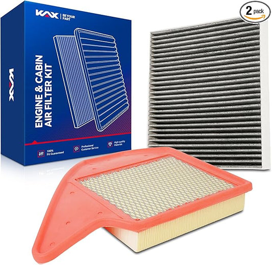 KAX Engine & Cabin Air Filter Kit, Replacement for Dodge Grand Caravan 2011-2020, Chrysler Town & Country 2011-2016, Ram C/V 2012-2015, Volkswagen Routan 2011-2014, Replace# CA11050 CF10743
