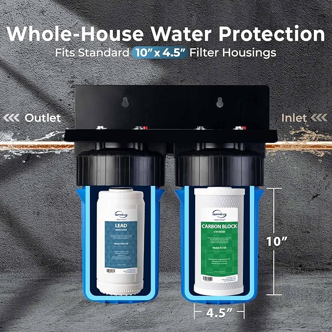 iSpring F2WGB21BPB Whole House 4.5"x10" Water Filtration CTO Carbon Block and Lead Reducing Water Filter Replacement Cartridge Pack Set
