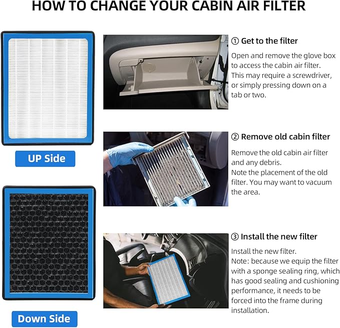 CF10285 Cabin Air Filter Compatible with Toyota 4Runner/Tundra/Highlander/Camry/Pruis/Sienna/Corolla Lexus Jaguar Land Rover Pontiac Scion AC Filter with Activated Carbon OEM Replacement
