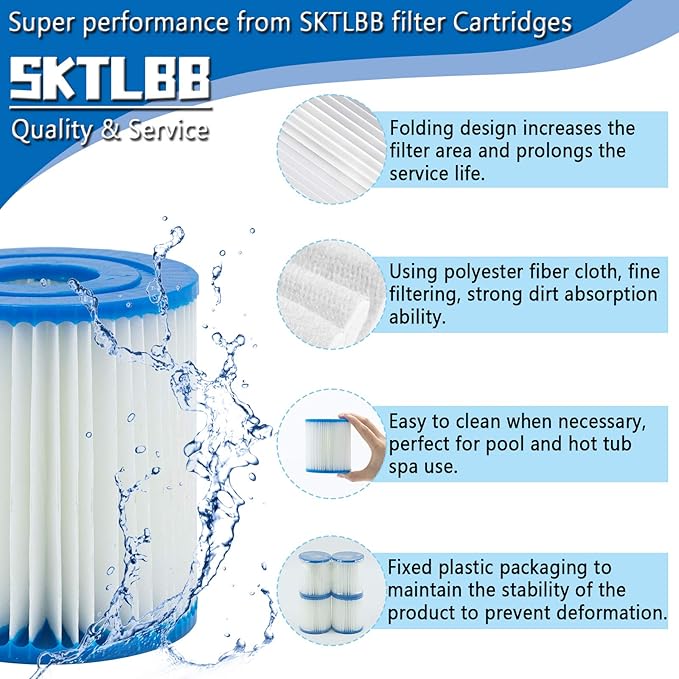 Type I Pool Filter Cartridge, 3.11 x 3.48 Inch Size I for Swimming Pool Filter,Pool Filter Pumps Universal Replacements (6 Pcs)