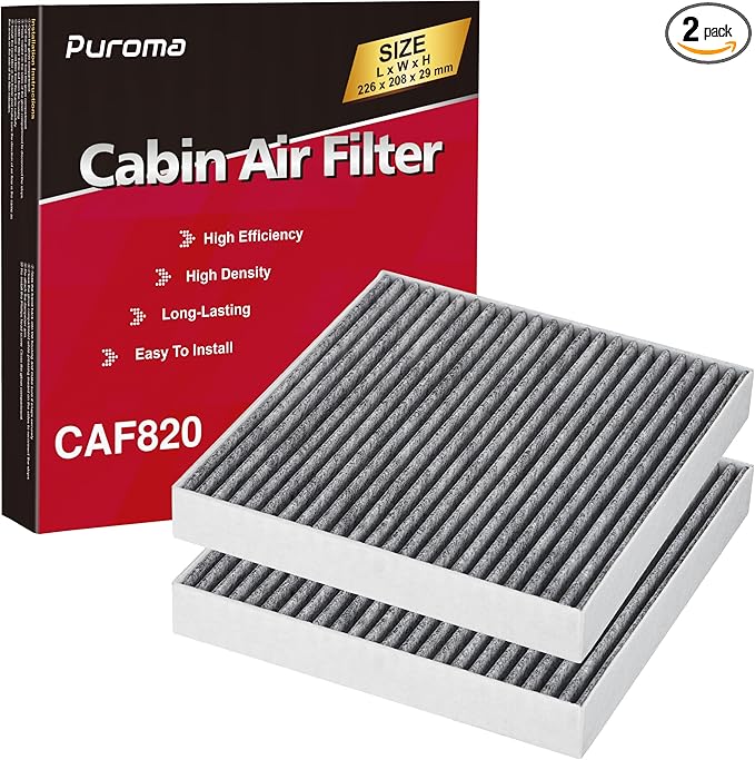 Puroma Cabin Air Filter with Activated Carbon, Replacement for CF12820, Compatible with Hyundai Elantra, Ioniq, Santa Cruz, Santa Fe, Sonata, Tucson, KIA K5, Niro, Sorento, Sportage, Genesis GV60