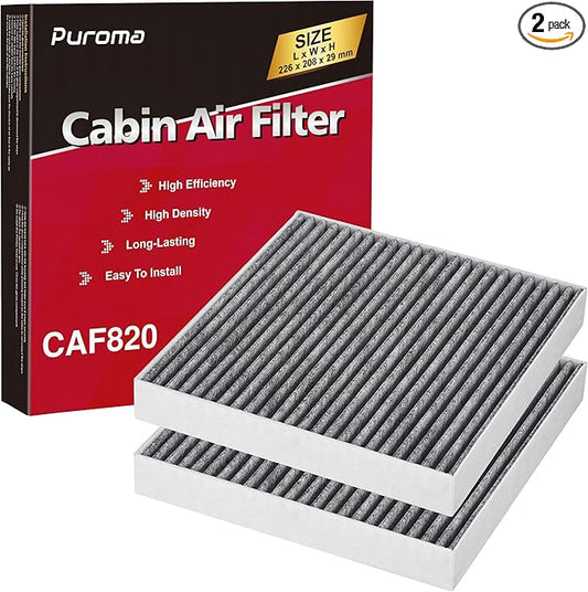 Puroma Cabin Air Filter with Activated Carbon, Replacement for CF12820, Compatible with Hyundai Elantra, Ioniq, Santa Cruz, Santa Fe, Sonata, Tucson, KIA K5, Niro, Sorento, Sportage, Genesis GV60