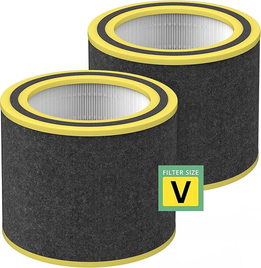AC3000W FLT151 Replacement Filter V True HEPA Compatible with AC3000W, AC3000B, AC3050, AP3151W, AC151 Airsafe Air Purifiers, 2 H13 HEPA + 4 Carbon Pre-Filter