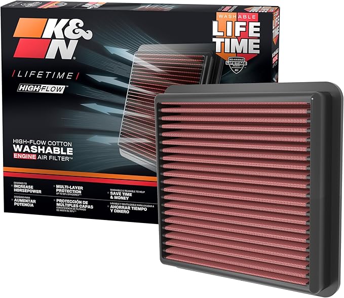 K&N High-Flow Original Lifetime Engine Air Filter: Increase Power: Premium, Washable: Compatible with 2020-2026 Hyundai/Kia: Elantra, i30, Kona, K4, 33-5118