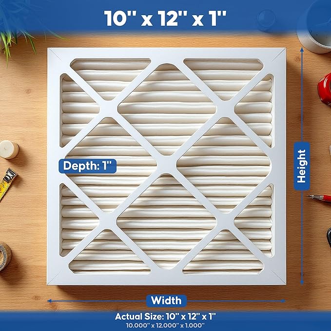 Aerostar 10x12x1 MERV 13 Pleated Air Filter, 6 Pack, AC Furnace Filters, HVAC Filter, Air Conditioner Filters, Heater Filters Replacement for Home (Actual Size: 10x12x1)