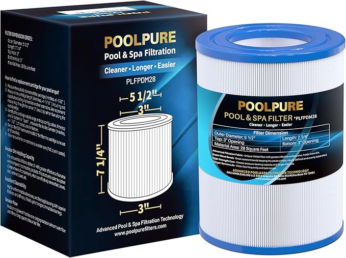 POOLPURE PDM28 Spa Filter Replaces 461273, FC-9944, SD-01392, AquaRest Dream Maker Hot Tub Filter, 28 sq. ft. 1Pack