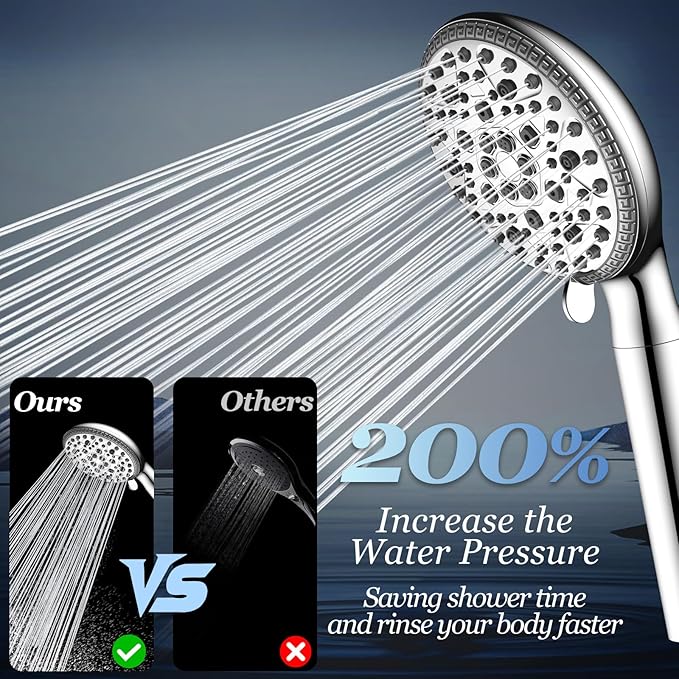 FEELSO Filtered Shower Head with Handheld, 9 Spray High Pressure Hand Held Showerhead with Filters, Water Softener Shower Heads for Hard Water with Leakproof Hose - Remove Chlorine -Power Wash for Pet