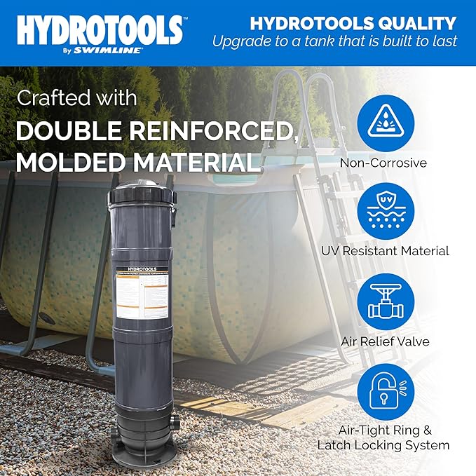 SWIMLINE HYDROTOOLS Above-Ground Pool Cartridge Tank & Replacement Filter Element - 100 Sq. Ft. High-Performance Filtration Sure-Flo System, Pump or Base Not Included