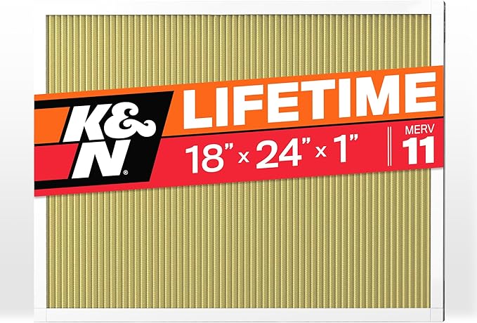 K&N 18X24X1 HVAC Furnace Air Filter, Lasts a Lifetime, Washable, Merv 11, the Last HVAC Filter You Will Ever Buy, Breathe Safely at Home or in the Office, HVC-11824