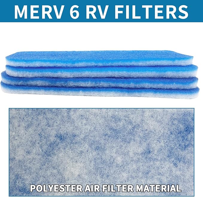 Tikfoam RV AC Filter 4 x 16 Inch RV Air Filters, MERV 6 Original Standard AC Filter 4 Filters