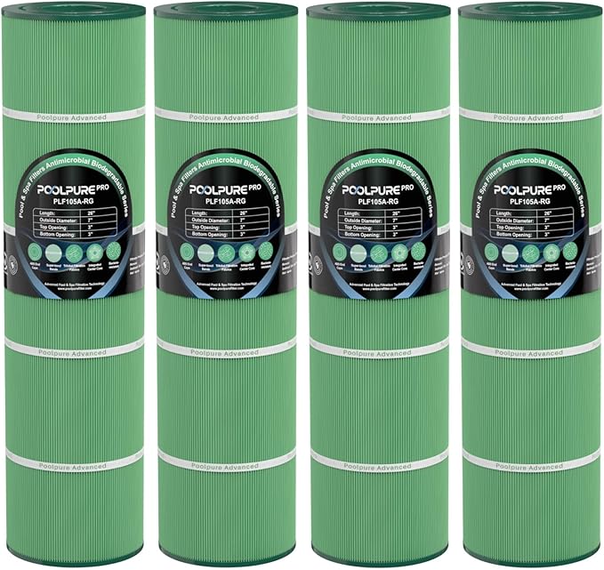 POOLPURE CCP420 Antimicrobial Pool Filter Compatible with Pentair Clean and Clear Plus 420, PCC105, 178584, Ultral-A6, Unicel C-7471, 817-0106, R173576, Filbur FC-1977, 4X105 sq.ft.
