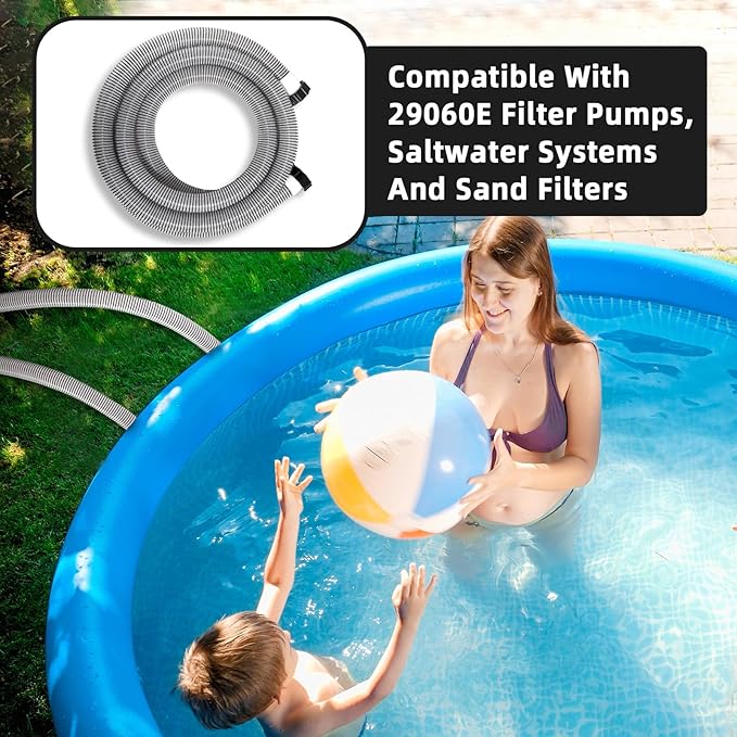1 Pack 1 1/2 Pool Hose for Above Ground Pools 15ft Long Pool Pump Replacement Filter Hoses 1.5" EVA Swimming Pools Filter Hose for Filters Pumps, Saltwater Systems and Sand filters (Black)