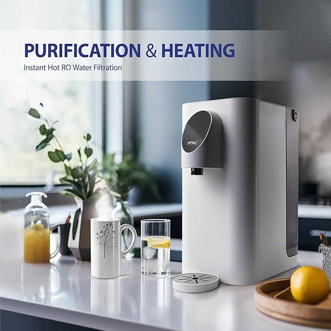 APEC WATER ROCT-Plus Countertop Reverse Osmosis System, Efficient RO Filter 3:1 Pure to Drain, Instant Hot Water ± 2° for Tea, UV Water Filtration