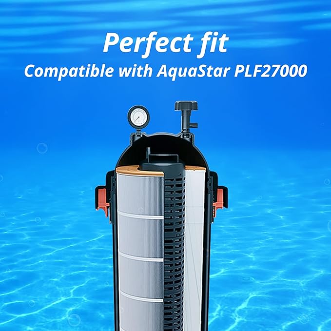 DPM Heavy-Duty Pro AquaStar PLF Replacement Cartridge Pipeline Inline Inground Swimming Pool Filter Pleated Element 1 Pack | Made in USA (200 Sq Ft (24" Height) PLF27000, C-9430 Spa Filter PF27000)