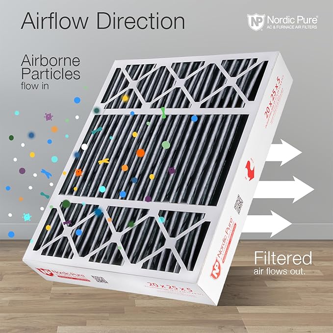 Nordic Pure 20x25x5 (Actual Size: 19 3/4 x 24 3/4 x 4 3/8) Lennox X6673 X6675 Replacement Air Filter MERV 8 + Carbon 1 Pack
