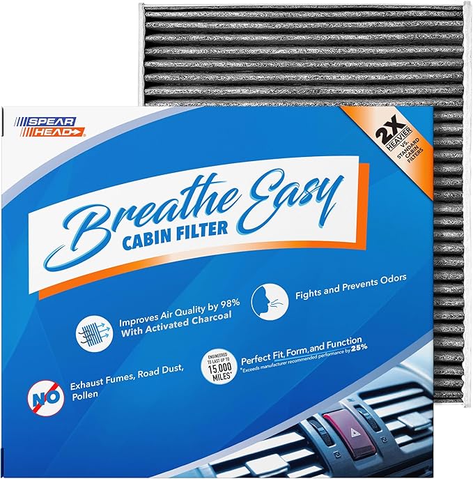 Spearhead Odor Defense Breathe Easy Cabin Filter | Fits 2011-19 Explorer, 2009-19 Flex, 2009-19 Taurus, 2010-16 MKS, 2010-19 MKT Like OEM | Up to 25% Longer Lasting w/Activated Carbon (BE-176)