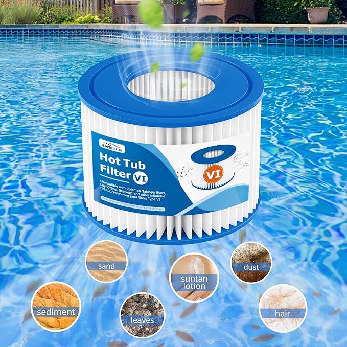 12 Pack Type VI Filter. Hot Tub and SPA Filter Replacement Cartridge. Compatible with Coleman SaluSpa 90353E, 58323E, 53323, Lay-Z-Spa