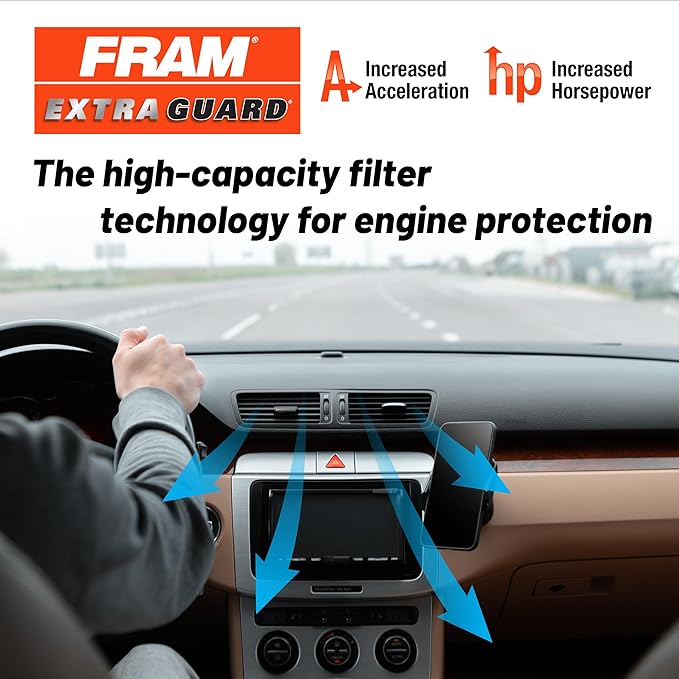 FRAM Extra Guard CA10348 Replacement Engine Air Filter for Select Jeep Wrangler (3.6L & 3.8L), Provides Up to 12 Months or 12,000 Miles Filter Protection