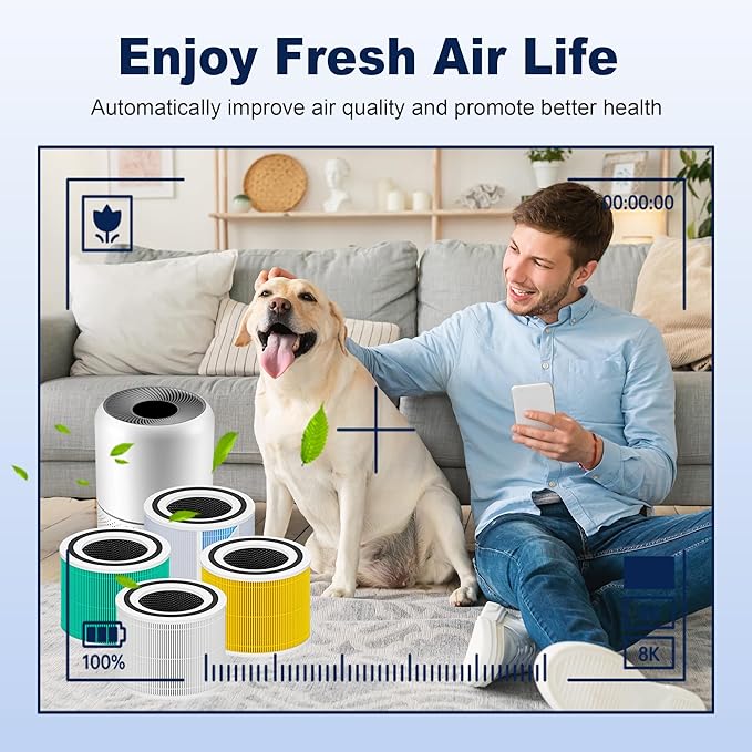 Core 300 Pet Care Replacement Filter for LEVOIT Core 300 Core 300-P Core 300S Vortex Air Air Purifier, 3-in-1 High-Efficiency Activated Carbon, Core 300-RF-PA, 4 Pack, Yellow