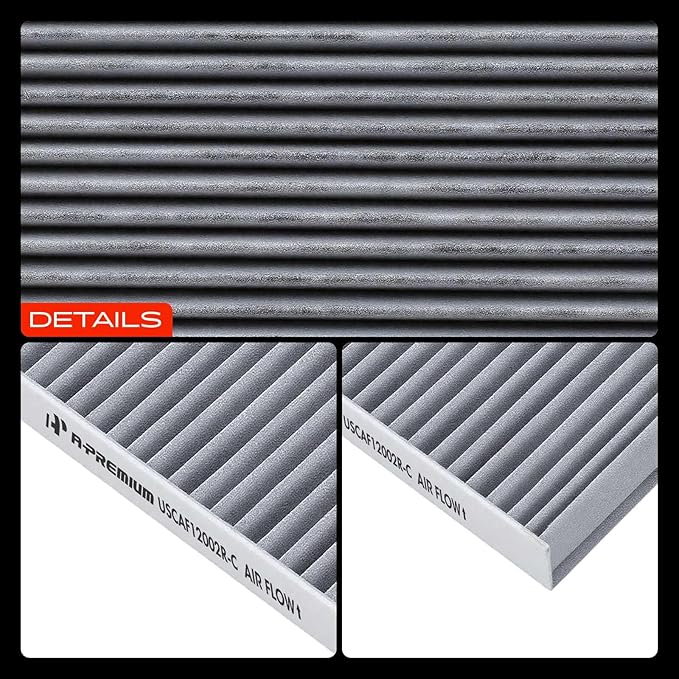 A-Premium Cabin Air Filter with Activated Carbon Compatible with Kia Models - Soul 2014 2015 2016 2017 2018 2019, Soul EV 2015-2019 - Behind Glove Box - Replace# 97133-B2000, 97133B2000