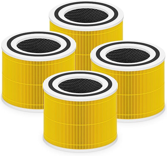 Core 300 Pet Care Replacement Filter for LEVOIT Core 300 Core 300S Core 300-P Core 300S-P Air Purifier, 3-in-1 High Efficiency Activated Carbon, Compared to Part # Core 300-RF-PA, 4 Pack, Yellow