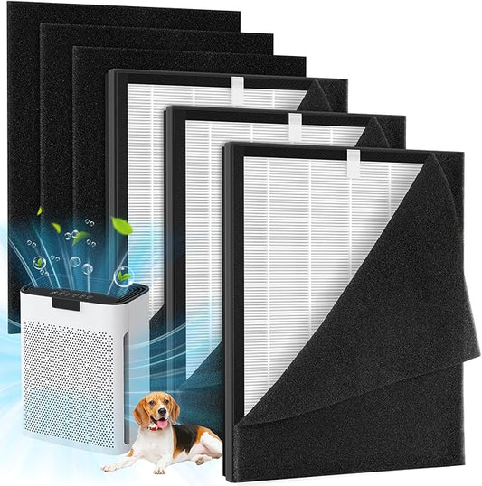 3 Pack KJ190L Filter Replacement Compatible with MOOKA KJ190L Air Purifier For Home Large Room 2000 Ft², 3 KJ190 Filters and 6 Washable PreFilters Pet Air Purifier Filters for Bedroom